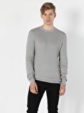 Slim Fit Gri Melanj Erkek Kazak
