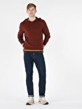 Regular Fit Hooded Kapüşonlu Turuncu Erkek Kazak