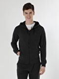 Slim Fit Kapüşonlu Antrasit Erkek Ceket