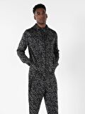 Slim Fit Dar Kesim Kapüşonlu Antrasit Erkek Ceket