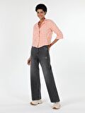 970 Berry Regular Fit Yüksek Bel Geniş Paça Siyah Kadın Jean Pantolon Cl1057980