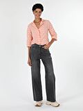 970 Berry Regular Fit Yüksek Bel Geniş Paça Siyah Kadın Jean Pantolon Cl1057980