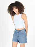 Slim Fit Crop Beyaz Kadın Atlet