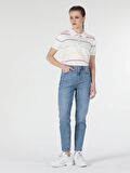 896 Marıa Mom Fit Yüksek Bel Daralan Paça Mavi Kadın Jean Pantolon Cl1059105