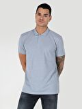 Regular Fit Mavi Erkek Polo Yaka Kısa Kol Tişört