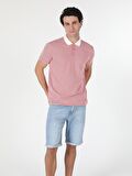 Regular Fit Polo Yaka Kareli Erkek Kırmızı Kısa Kol Tişört