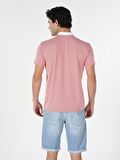 Regular Fit Polo Yaka Kareli Erkek Kırmızı Kısa Kol Tişört