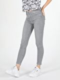 759 Lara Orta Bel Dar Kesim Dar Paça Kadın Gri Jean Pantolon Cl1059279