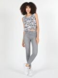 759 Lara Orta Bel Dar Kesim Dar Paça Kadın Gri Jean Pantolon Cl1059279