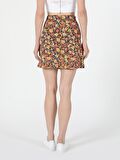 Regular Fit Çiçek Baskılı Kadın Çok Renkli Etek