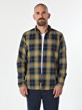 Regular Fit Ekoseli Lacivert Erkek Uzun Kol Gömlek