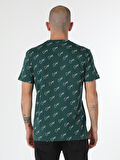 Regular Fit Baskılı Yeşil Erkek Kısa Kol Tişört