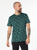 Regular Fit Baskılı Yeşil Erkek Kısa Kol Tişört