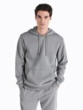 Regular Fit Kapüşonlu Gri Erkek Sweatshirt