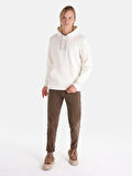 Regular Fit Kapüşonlu Beyaz Erkek Sweatshirt