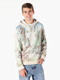 Regular Fit Kapüşonlu Baskılı Taş Erkek Sweatshirt