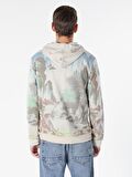 Regular Fit Kapüşonlu Baskılı Taş Erkek Sweatshirt