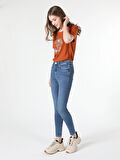 760 Diana Slim Fit Yüksek Bel Dar Paça Kadın Mavi Jean Pantolon Cl1060405