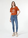 760 Diana Slim Fit Yüksek Bel Dar Paça Kadın Mavi Jean Pantolon Cl1060405