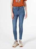 760 Diana Slim Fit Yüksek Bel Dar Paça Kadın Mavi Jean Pantolon Cl1060405