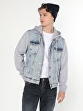 Regular Fit Kapüşonlu Jean Erkek Ceket