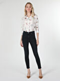 Slim Fit Baskılı Çok Renkli Kadın Uzun Kol Gömlek