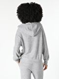 Regular Fit Hooded Kapüşonlu Gri Kadın Uzun Kol Tişört
