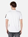 Normal Kesim Bisiklet Yaka Baskılı Beyaz Erkek Kısa Kol Tişört Cl1061631