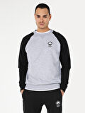 Slim Fit Baskılı Gri Erkek Sweatshirt