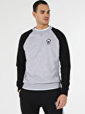 Slim Fit Baskılı Gri Erkek Sweatshirt