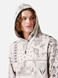 Regular Fit Baskılı Kapüşonlu Bej Erkek Sweatshirt