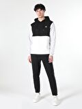 Regular Fit Kapüşonlu Baskılı Siyah Erkek Sweatshirt
