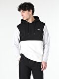 Regular Fit Kapüşonlu Baskılı Siyah Erkek Sweatshirt