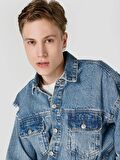 Rahat Kesim Yırtık Detaylı Denim Erkek Ceket Cl1062450