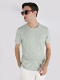 Regular Fit Bisiklet Yaka Yeşil Erkek Kısa Kol Tişört