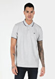 Regular Fit Polo Yaka Düz Erkek Gri Kısa Kol Tişört