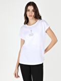 Beyaz Kadın Tshirt K.kol