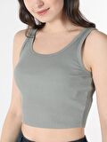 Slim Fit Basic Yeşil Kadın Atlet Cl1064019