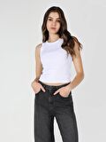 Slim Fit Beyaz Kadın Atlet