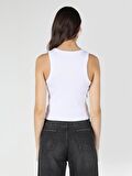 Slim Fit Beyaz Kadın Atlet