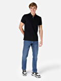 Slim Fit Polo Yaka  Erkek Siyah Kısa Kol Tişört Cl1064089