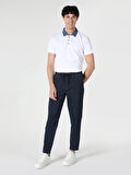 Slim Fit Düğmeli Beyaz Erkek Polo Yaka Kısa Kol Tişört