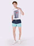 Slim Fit Orta Bel Yeşil Erkek Deniz Şortu