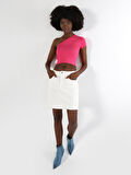 Slim Fit Strappy Crop Pembe Kadın Kısa Kol Tişört