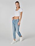 896 Maria Mom Fit Yüksek Bel Daralan Paça Mavi Kadın Jean Pantolon Cl1064323