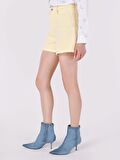 Mom Fit Yüksek Bel Sarı Kadın Şort Cl1064409