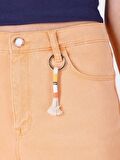 Mom Fit Yüksek Bel Mini Açık Turuncu Kadın Şort Cl1064411