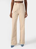 Regular Fit Yüksek Bel Geniş Paça Açık Kahve Kadın Jean Pantolon Cl1064413
