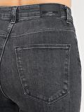797 Adel Flare Fit Dar Kesim Yüksek Bel İspanyol Paça Siyah Kadın Jean Pantolon Cl1064452