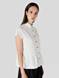 Regular Fit Beyaz Kadın Kısa Kol Gömlek Cl1064461